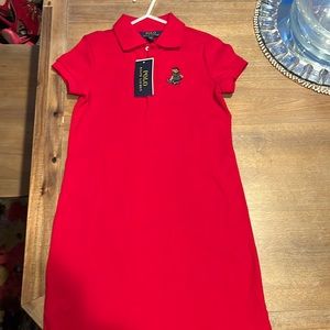 Girls short sleeve teddy bear Polo dress. NWT